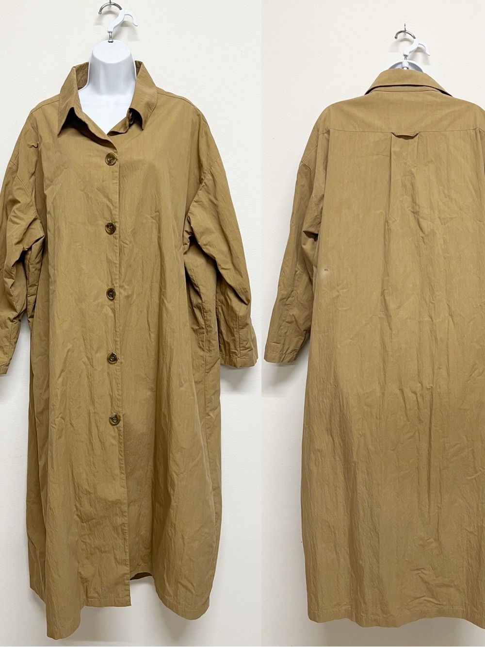 Margaret's of Lubbock Texas Womens Vintage Classic Tan Long Button Trench Coat